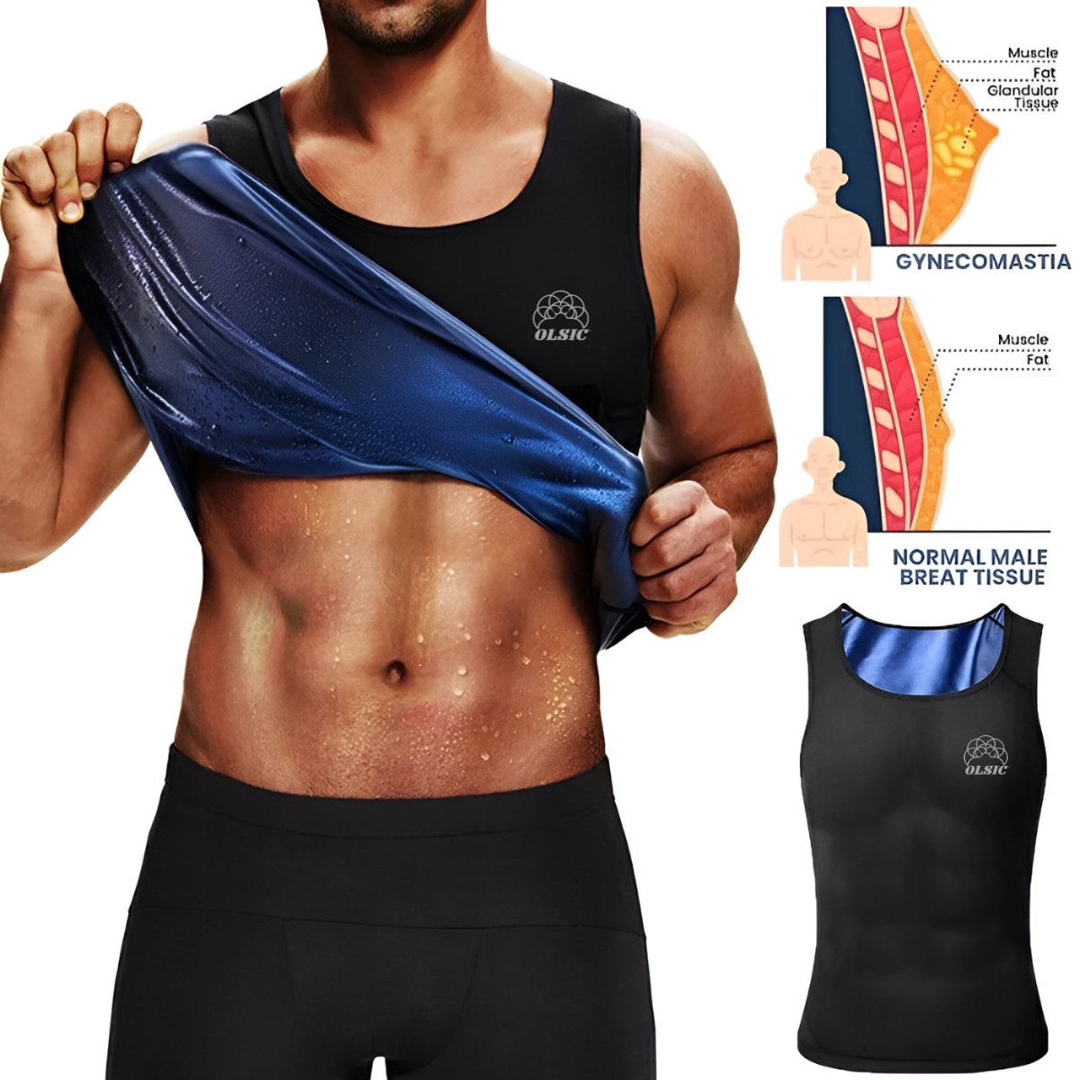 Olsic Man Sweat Shaper and Sliming Vest for Weight Loss, Exercises and Fitness Fat Burning Shaper for Man & Women