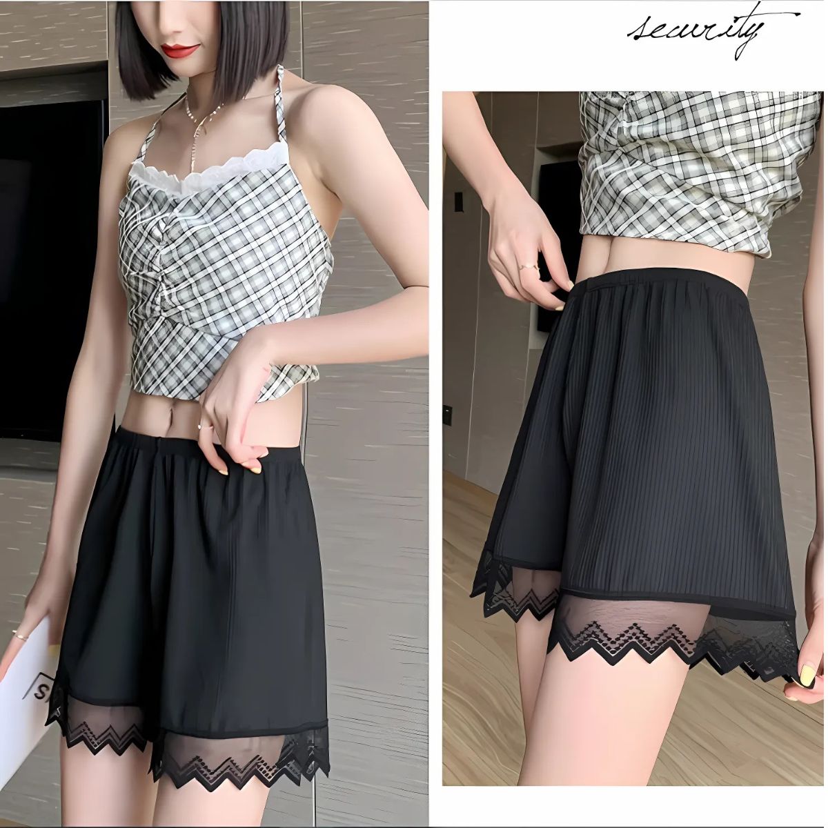 Olsic Ribbed Cotton Shorts Elastic Waist Women (Multi color) Pack of 2