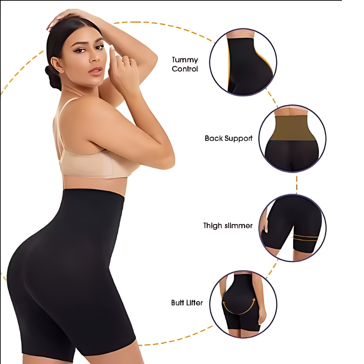 Olsic Women's Tummy Control Shapewear Thigh Slimmer Shorts High Waist