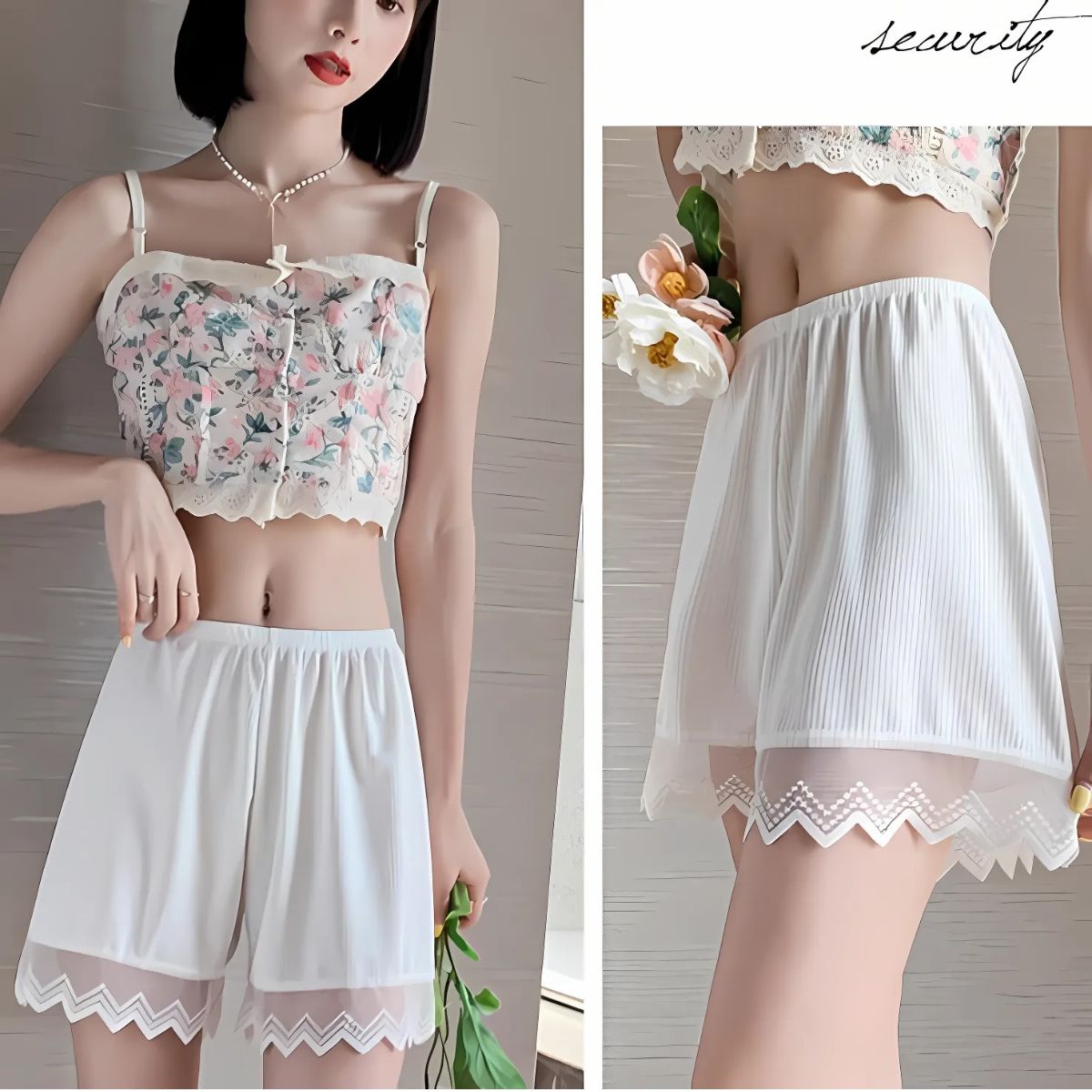 Olsic Ribbed Cotton Shorts Elastic Waist Women (Multi color) Pack of 2