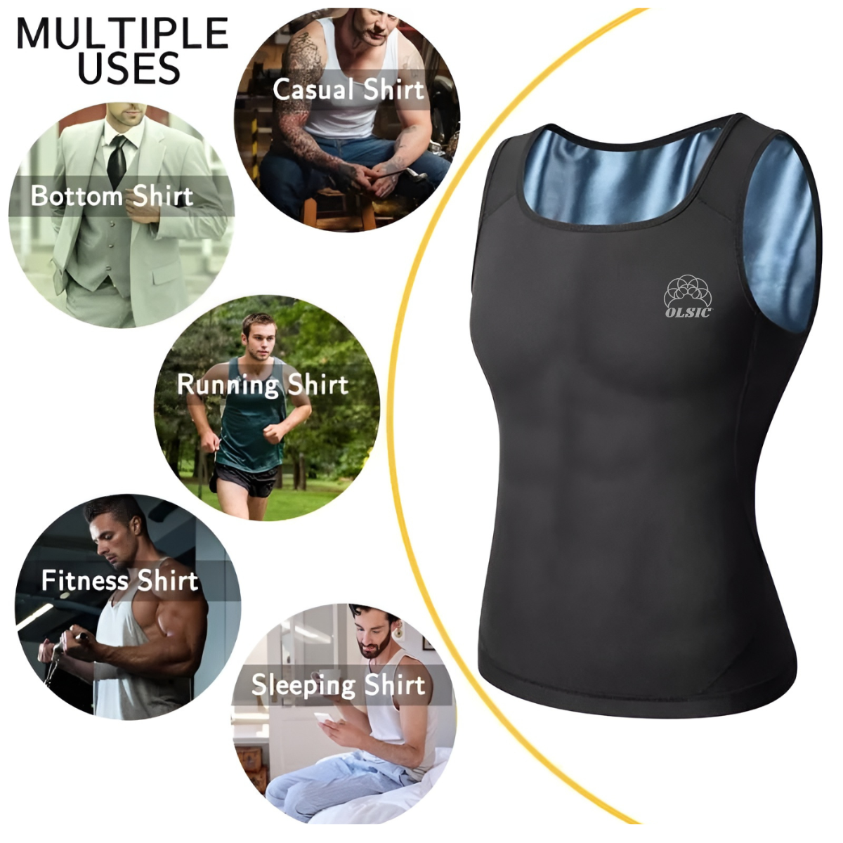 Olsic Man Sweat Shaper and Sliming Vest for Weight Loss, Exercises and Fitness Fat Burning Shaper for Man & Women