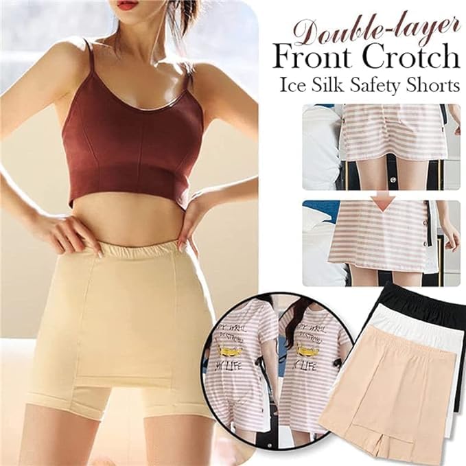 Double Layer Safety Pants Plus Cover Triangle Area No Trace No Roll Border Naked Buttock( Pack of 2)
