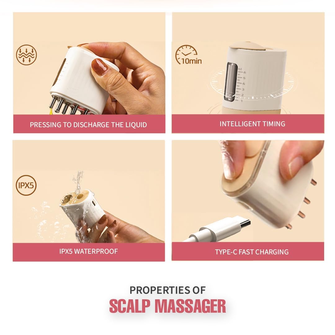 Olsic Red Light Therapy For Hair Smart Electric Scalp Massager and Hair Oil Applicator & massager for Scalp With LED Red Light Therapy