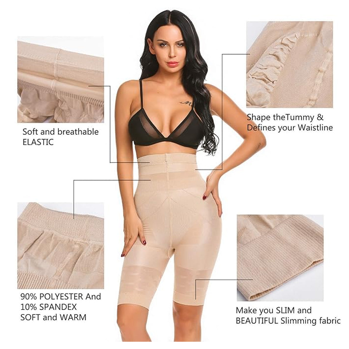 Olsic Tummy Control Body Shaper Shorts - High Waist Thigh Slimmer Panties Shapewear for Women