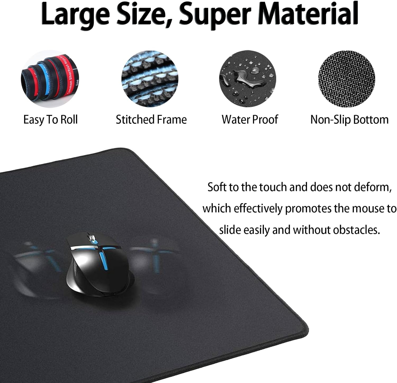 Olsic Large Mouse Pad Word/Excel/Power Point Shortcut Keys Desk Pad Mat Anti-Slip Nice