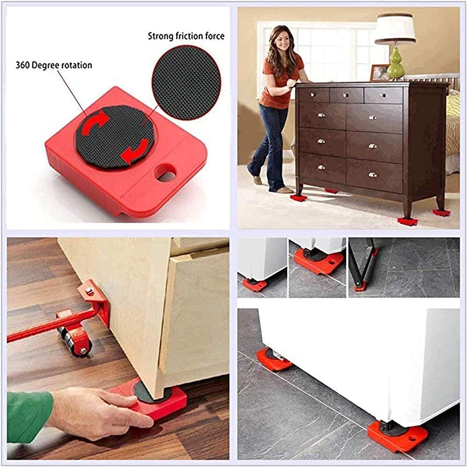 Olsic Furniture heavy duty transport mover wheel roller with lifter bar jack universal trolley shifter