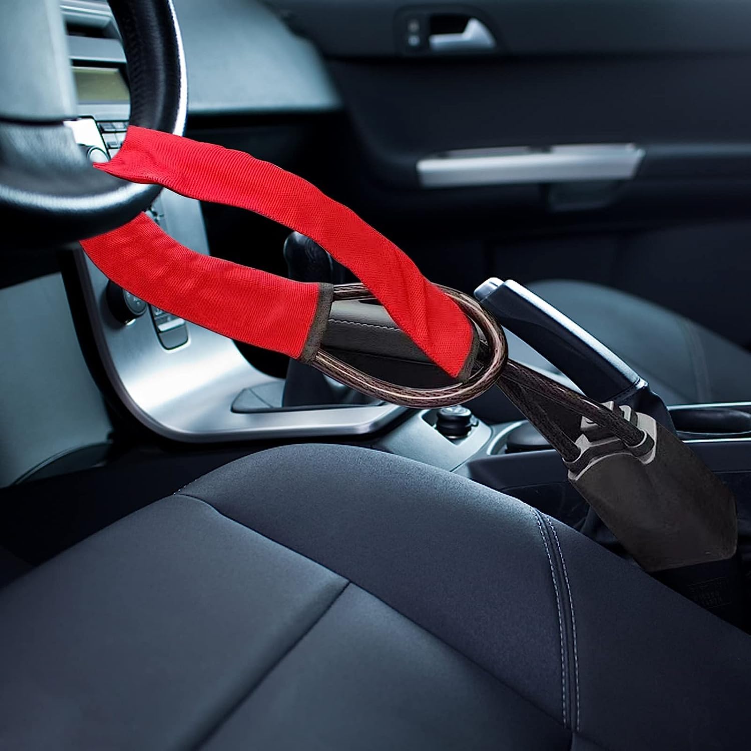 Car Steering Wheel Lock, Heavy Duty Safety Belt Buckle Attachment Steel Car Wheel Lock