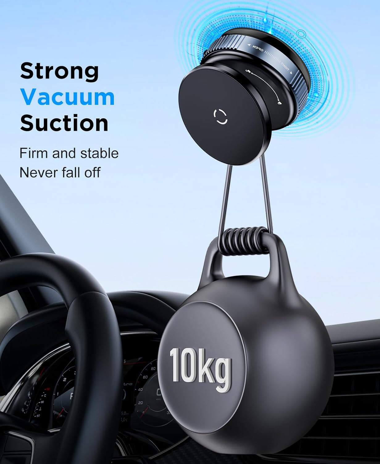 Vacuum Magnetic Phone Holder | 360° Rotating Magnetic Car Mount with Strong Suction Cup for Car, Gym, Mirror & Shower