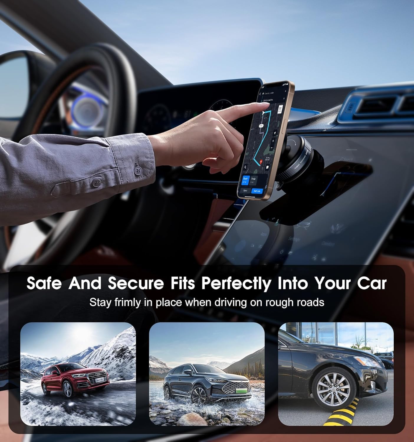 Vacuum Magnetic Phone Holder | 360° Rotating Magnetic Car Mount with Strong Suction Cup for Car, Gym, Mirror & Shower