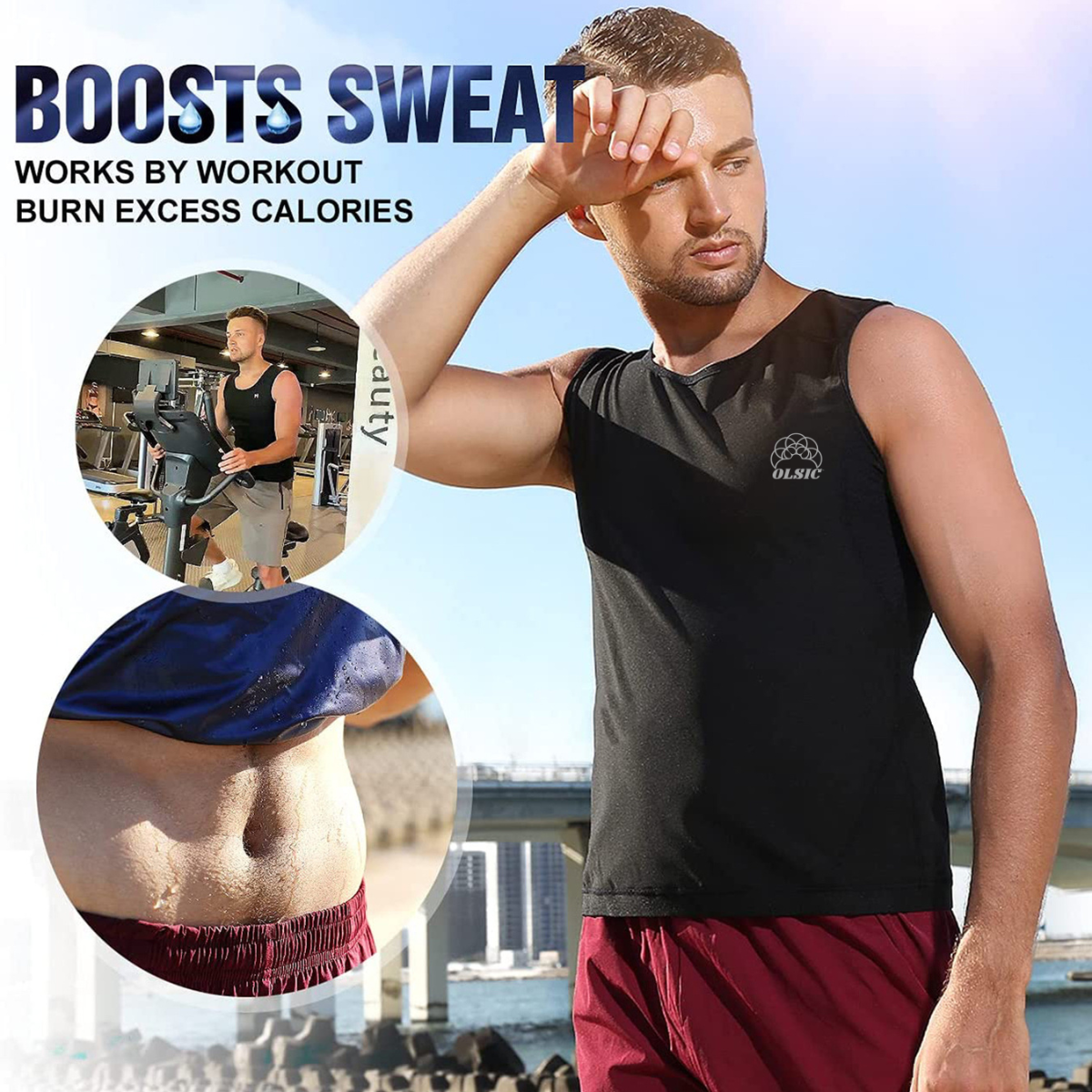 Olsic Man Sweat Shaper and Sliming Vest for Weight Loss, Exercises and Fitness Fat Burning Shaper for Man & Women