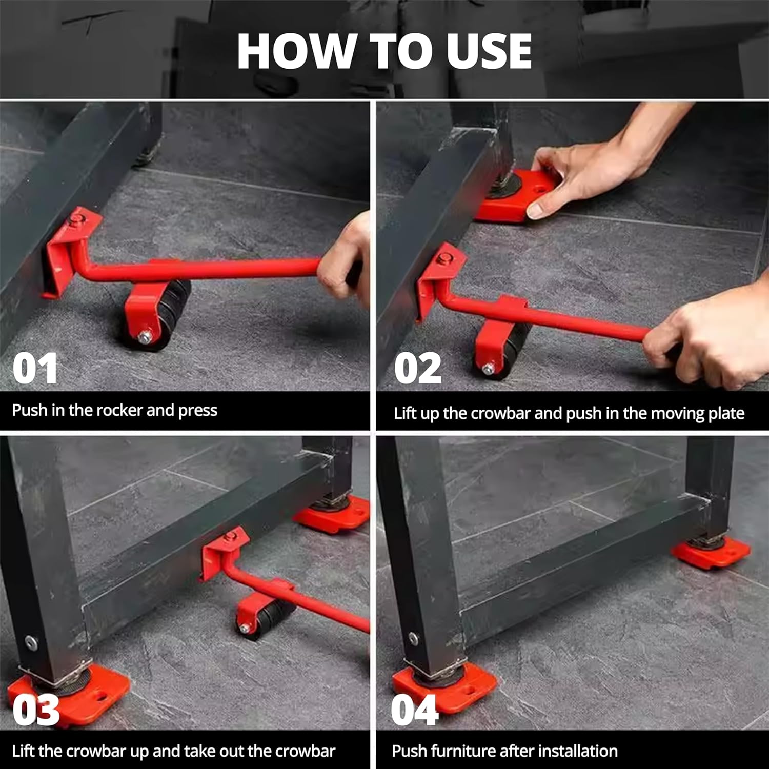 Olsic Furniture heavy duty transport mover wheel roller with lifter bar jack universal trolley shifter