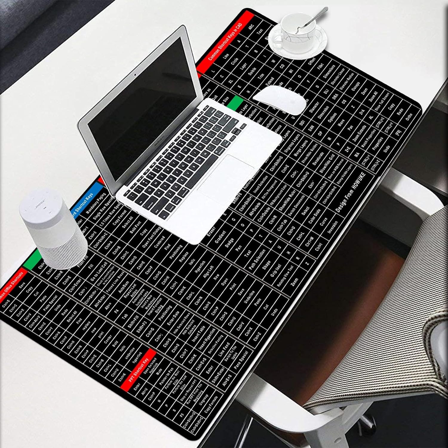 Olsic Large Mouse Pad Word/Excel/Power Point Shortcut Keys Desk Pad Mat Anti-Slip Nice