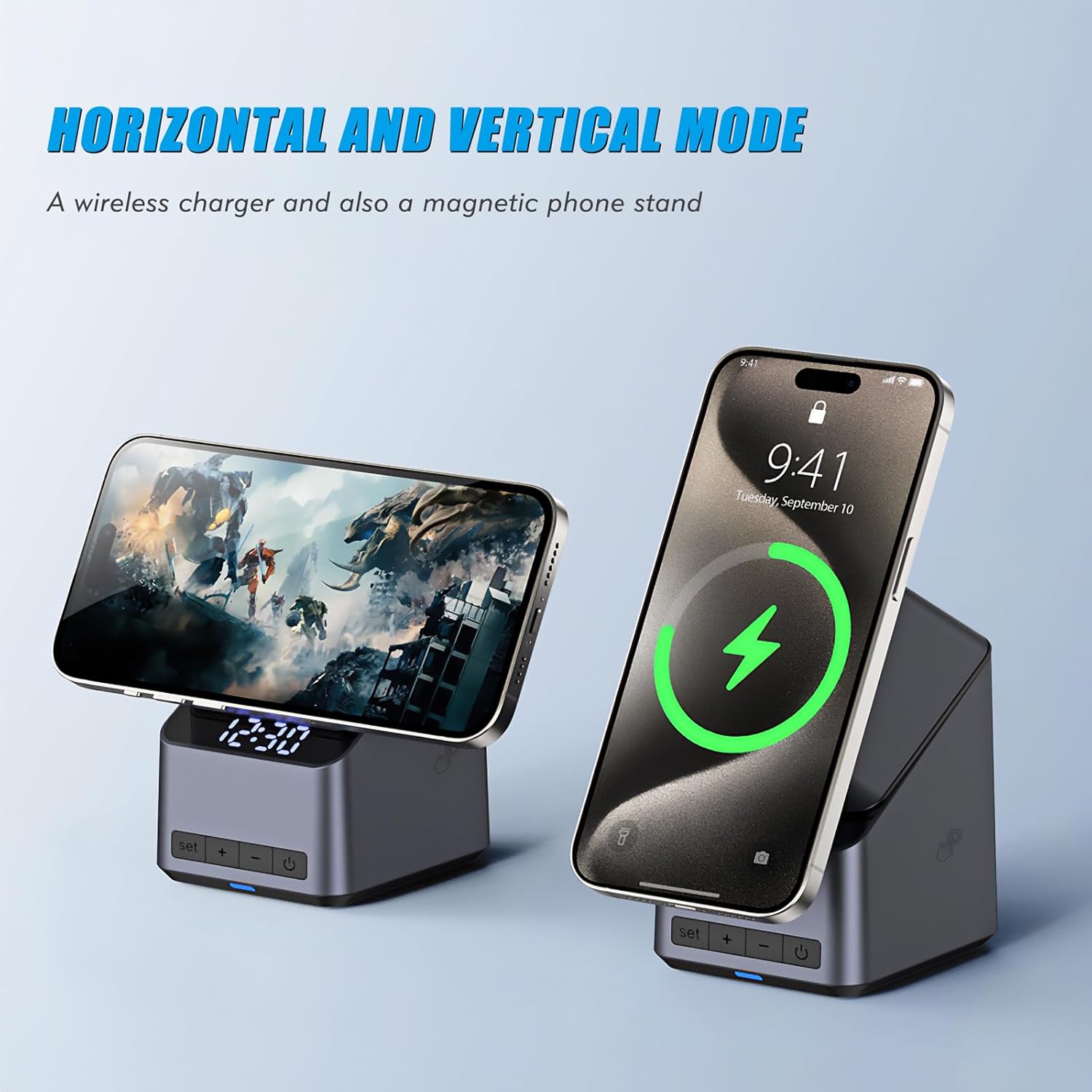 4-in-1 Magnetic Wireless Charger with Digital Clock | 15W Fast Charging Station for iPhone, Apple Watch, AirPods & Qi Phones
