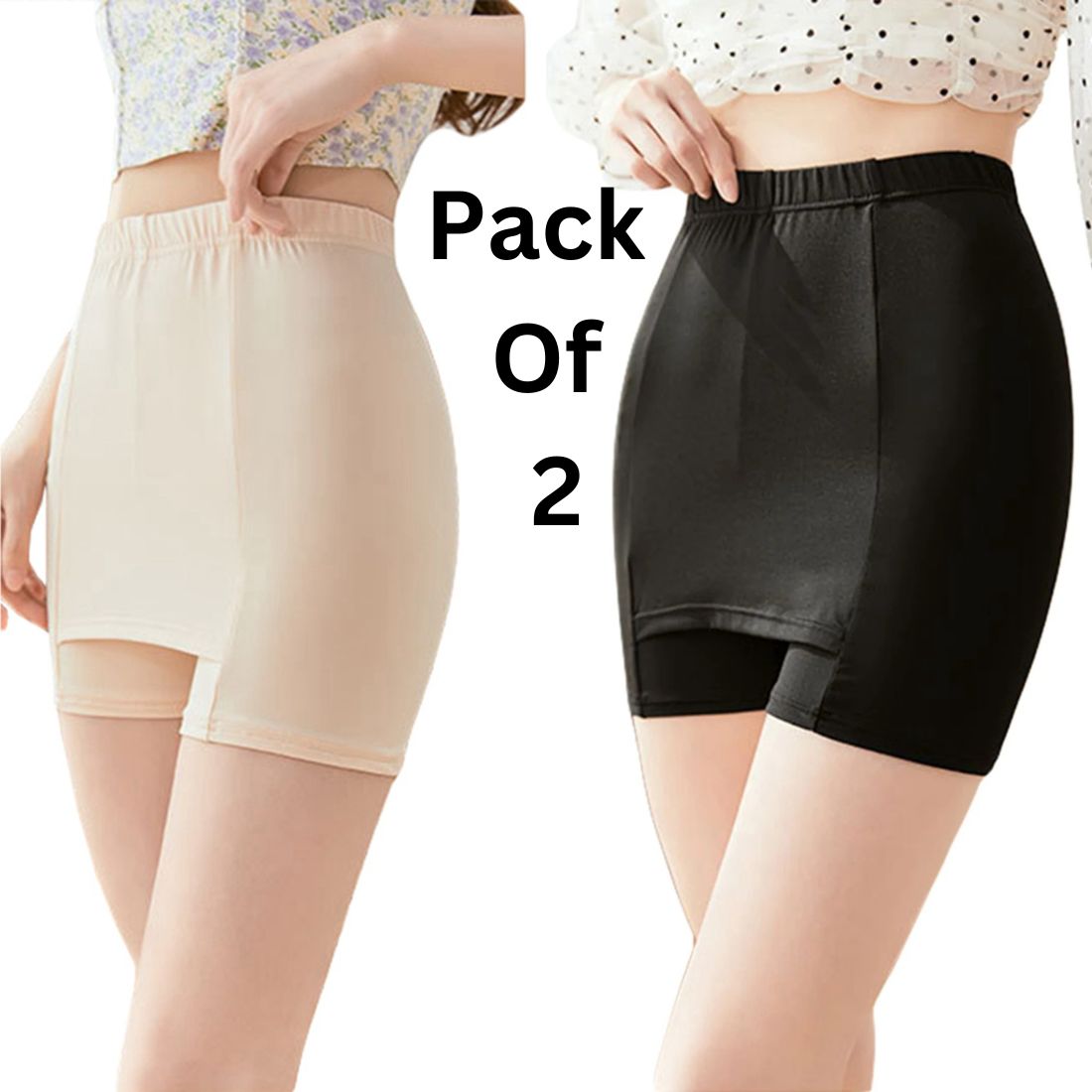 Double Layer Safety Pants Plus Cover Triangle Area No Trace No Roll Border Naked Buttock( Pack of 2)