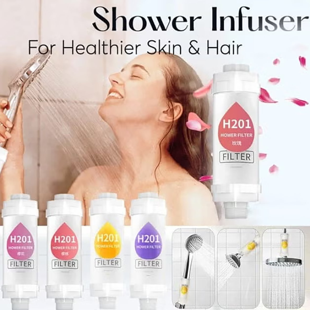 20 Stage Aromatherapy Shower Filter for Hard Water | Rose, Lavender, Jasmine & Cherry Blossom | Chlorine Removal Filter