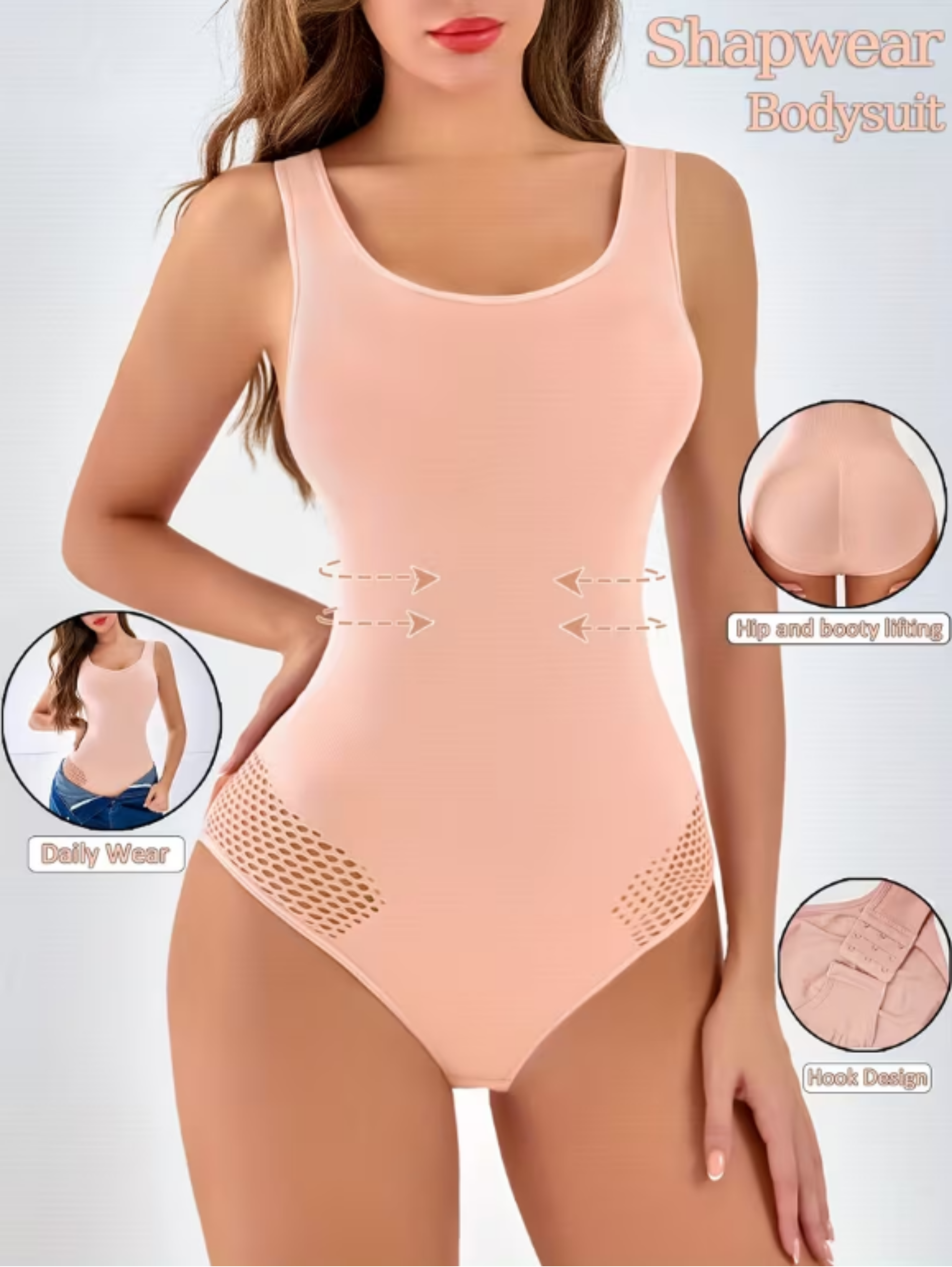 Seamless Body Shaper Bodysuit for Women, Tummy Control Slimming Shapewear, Stretch Fit Invisible Innerwear