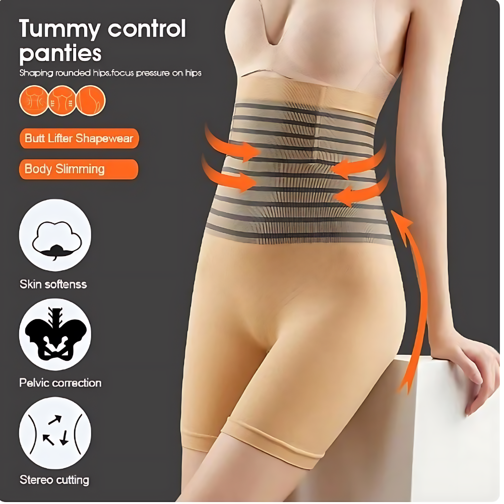 Olsic High Waist Abdomen Slimming Short Pants Tummy Control Panties Women Body Shaper Underwear -Elastic-Shapewear