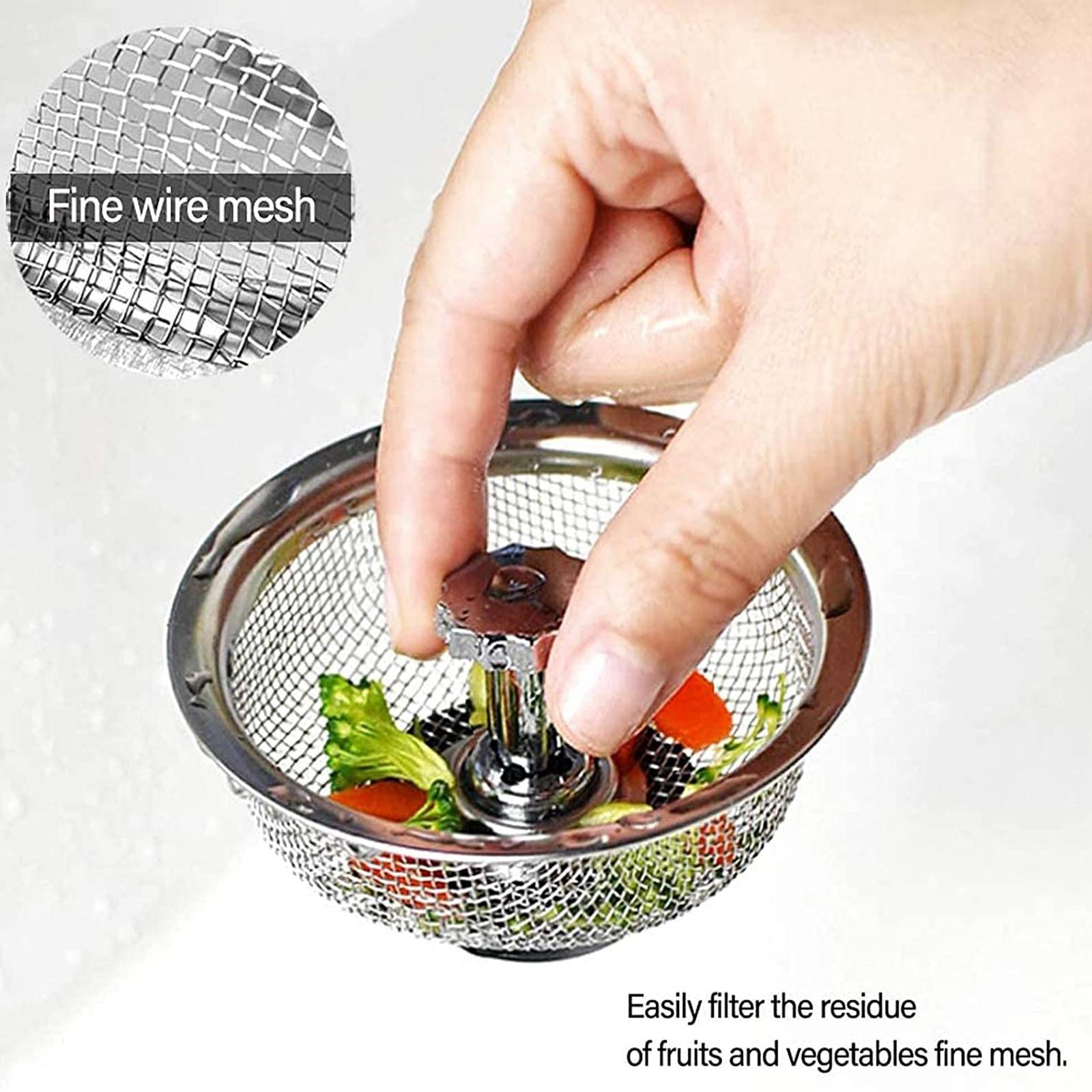 Kitchen Sink Strainer Stopper Stainless Steel Drain Basket Waste Plug (Pack of 4)