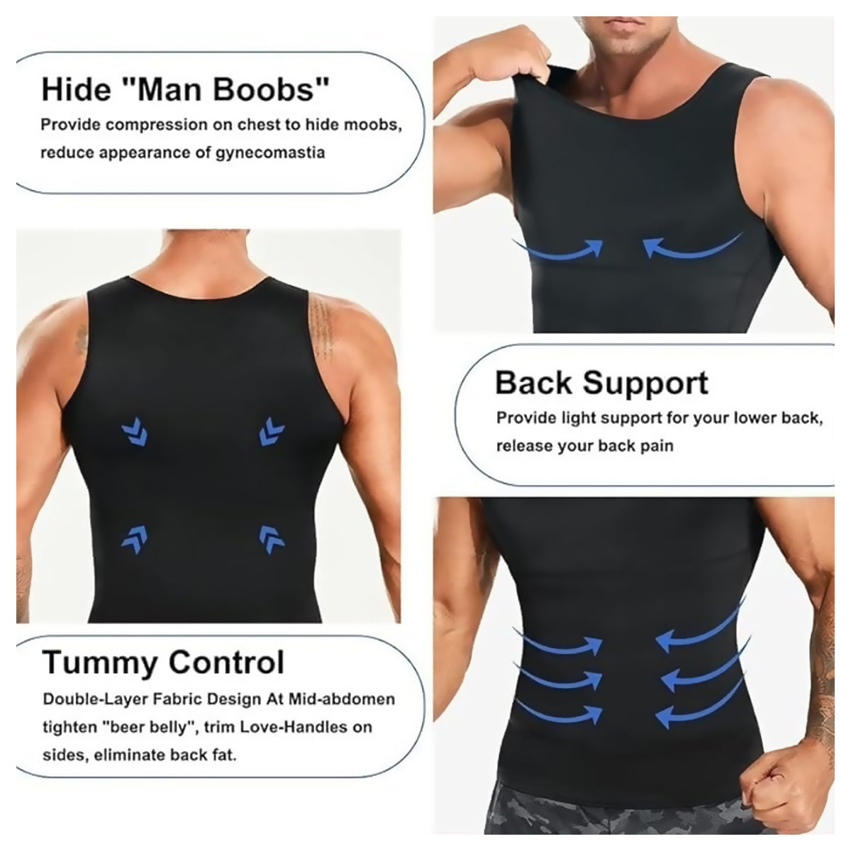 Undershirt Body Shaper Slimming Tummy Tucker Lift for Men