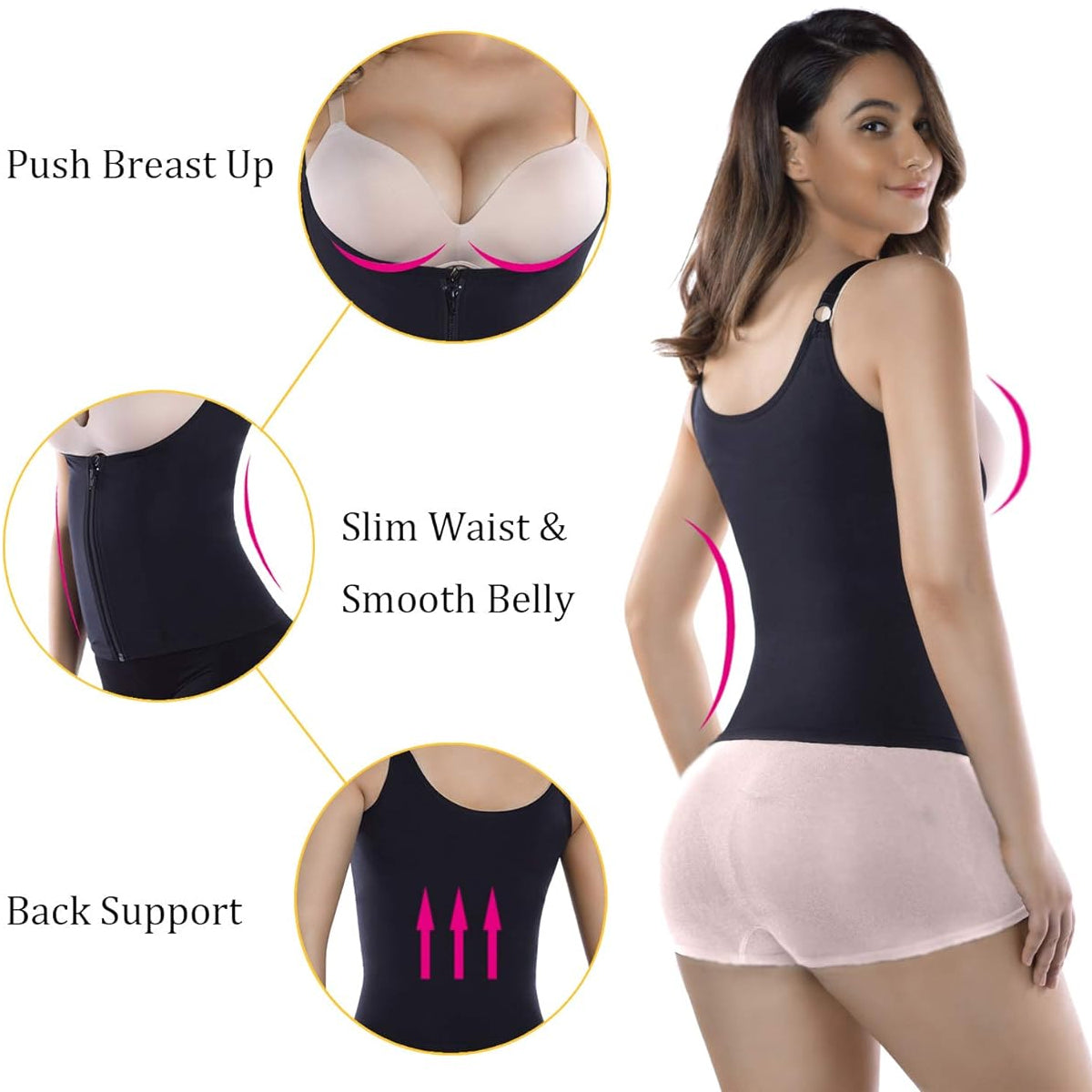 Women's Waist Trainer Vest Sweat Latex Corset Zip Weight Loss Body Shaper Cincher Tank Top with Adjustable Straps for Fat Burning, Tummy Control, Workout Gym