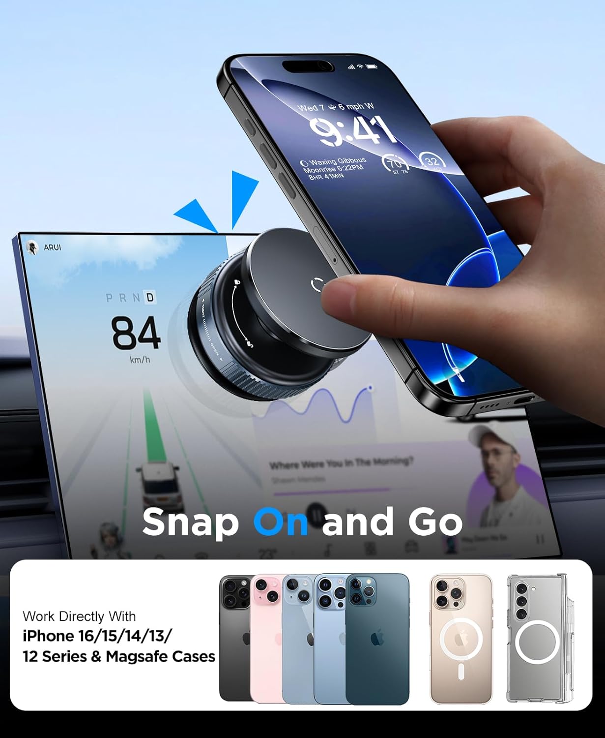 Vacuum Magnetic Phone Holder | 360° Rotating Magnetic Car Mount with Strong Suction Cup for Car, Gym, Mirror & Shower