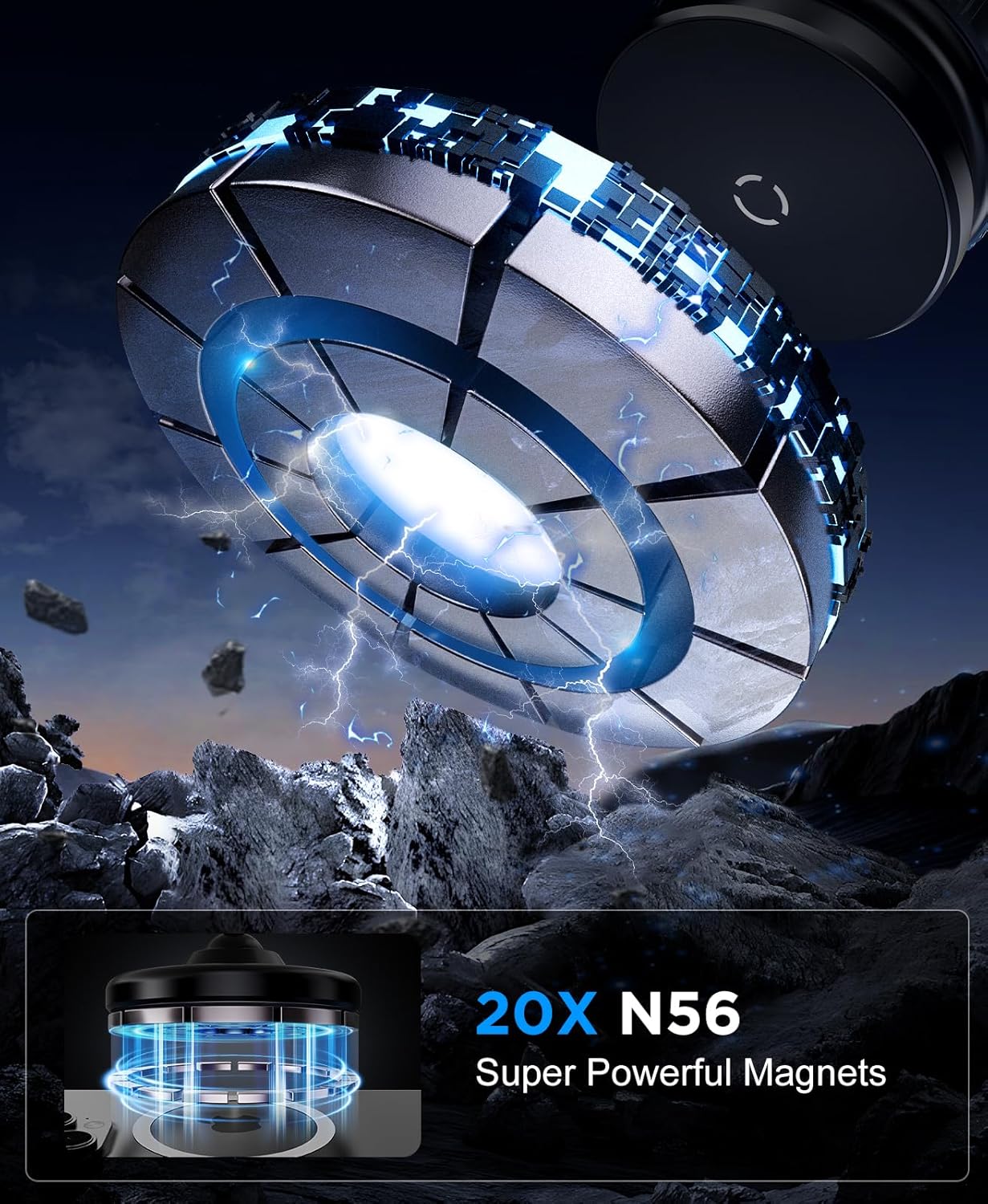 Vacuum Magnetic Phone Holder | 360° Rotating Magnetic Car Mount with Strong Suction Cup for Car, Gym, Mirror & Shower