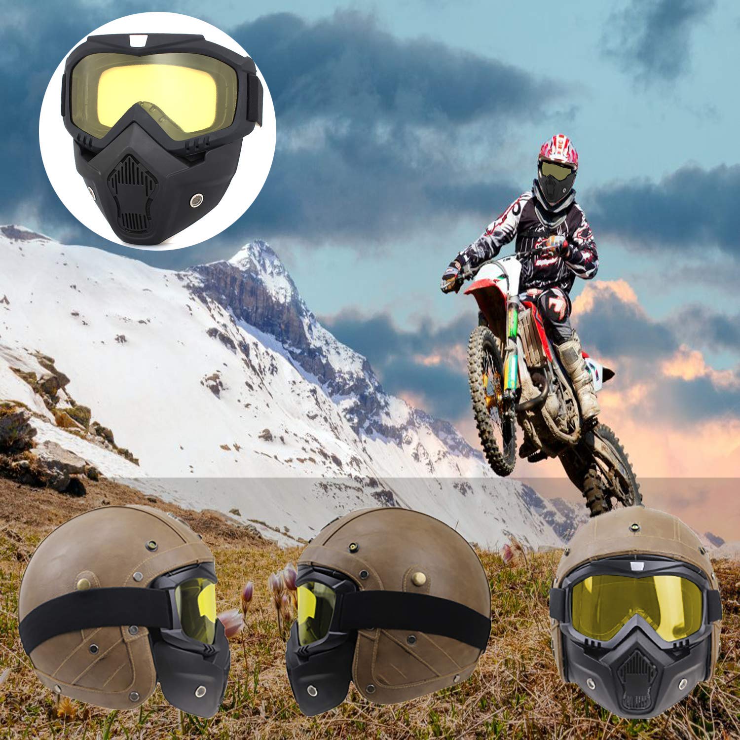 Men & Women Windproof Snowboard Goggles Ski Goggles Motocross Glass Face Mask Protection Gear UV protection Blowtorch, Welding Safety Goggle (Yellow)