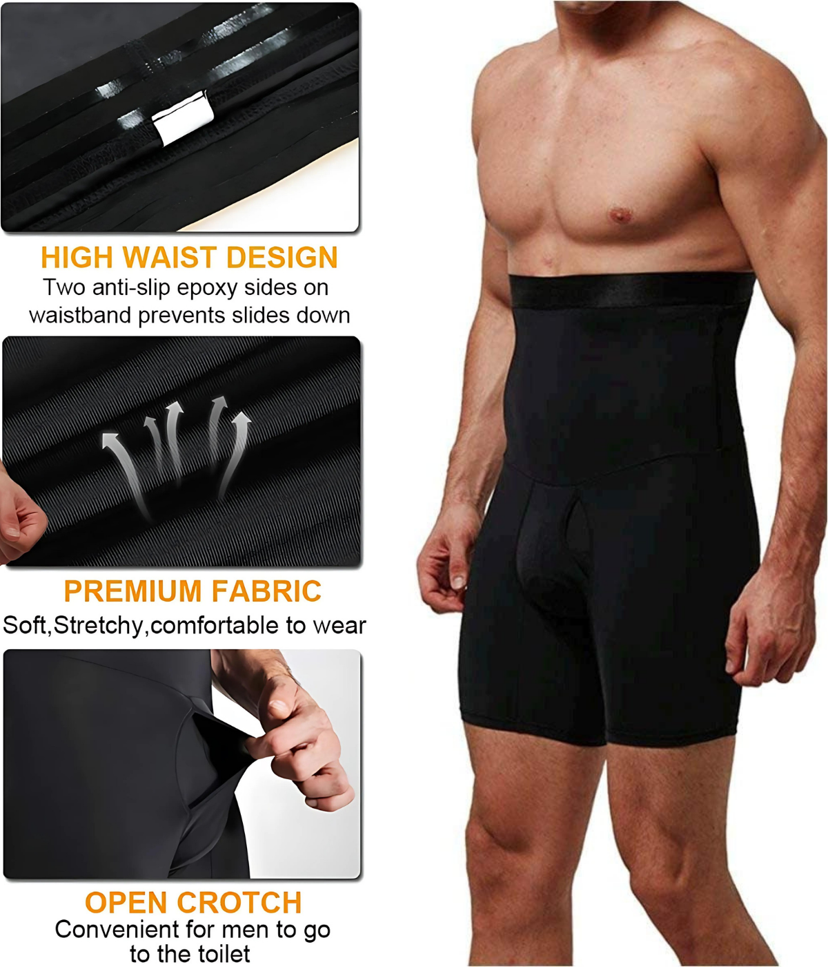 Men Tummy Control Shorts Hight Waist Slimming Body Shaper Leg Underwear Anti-Curling Shapewear(Pack of 1)