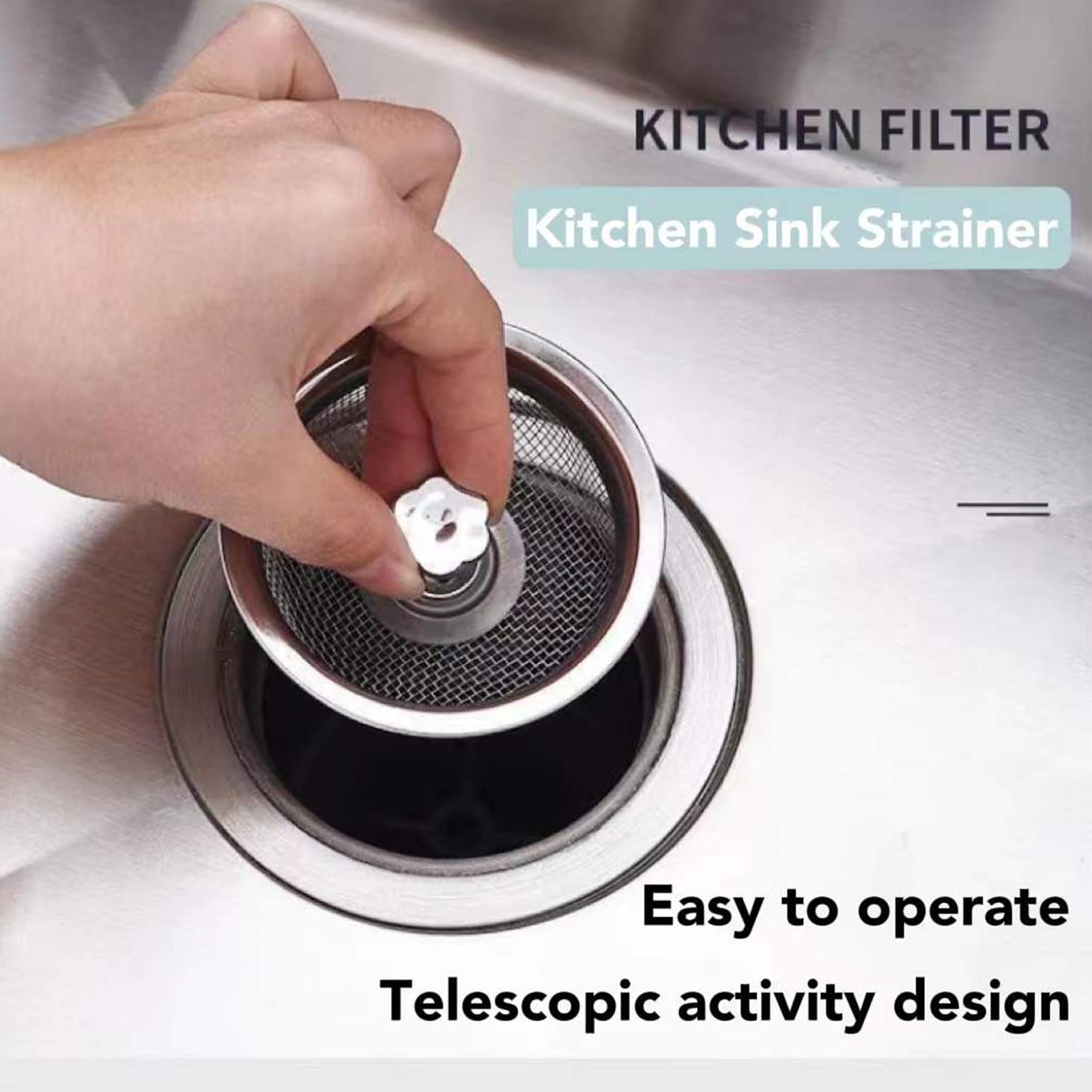 Kitchen Sink Strainer Stopper Stainless Steel Drain Basket Waste Plug (Pack of 4)