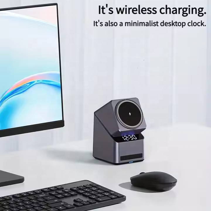 4-in-1 Magnetic Wireless Charger with Digital Clock | 15W Fast Charging Station for iPhone, Apple Watch, AirPods & Qi Phones