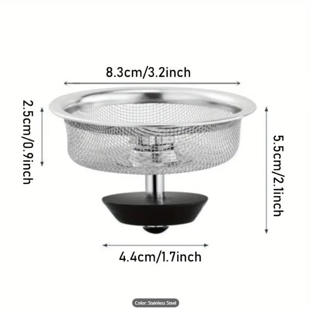 Kitchen Sink Strainer Stopper Stainless Steel Drain Basket Waste Plug (Pack of 4)