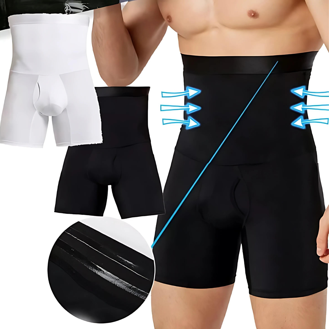 Men Tummy Control Shorts Hight Waist Slimming Body Shaper Leg Underwear Anti-Curling Shapewear(Pack of 1)