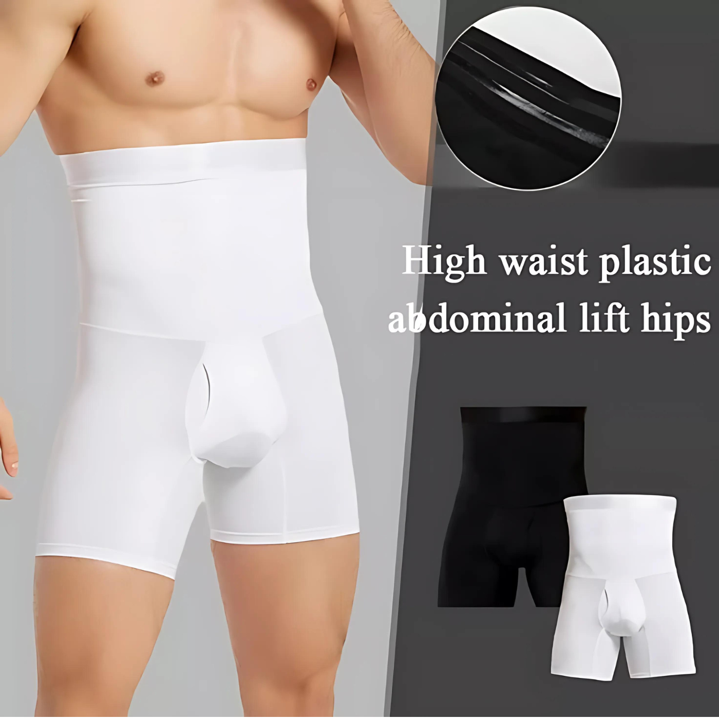 Men Tummy Control Shorts Hight Waist Slimming Body Shaper Leg Underwear Anti-Curling Shapewear(Pack of 1)