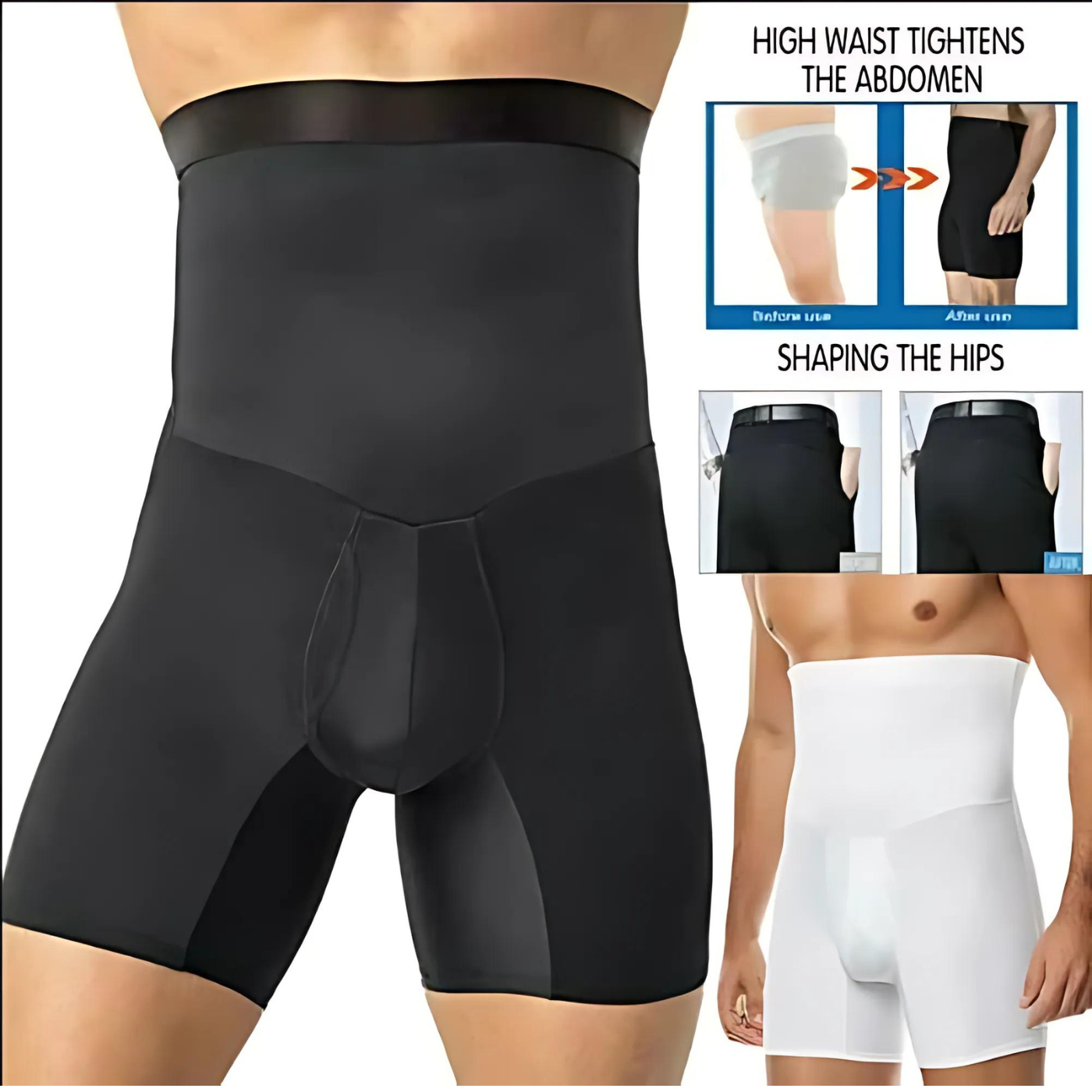 Men Tummy Control Shorts Hight Waist Slimming Body Shaper Leg Underwear Anti-Curling Shapewear(Pack of 1)