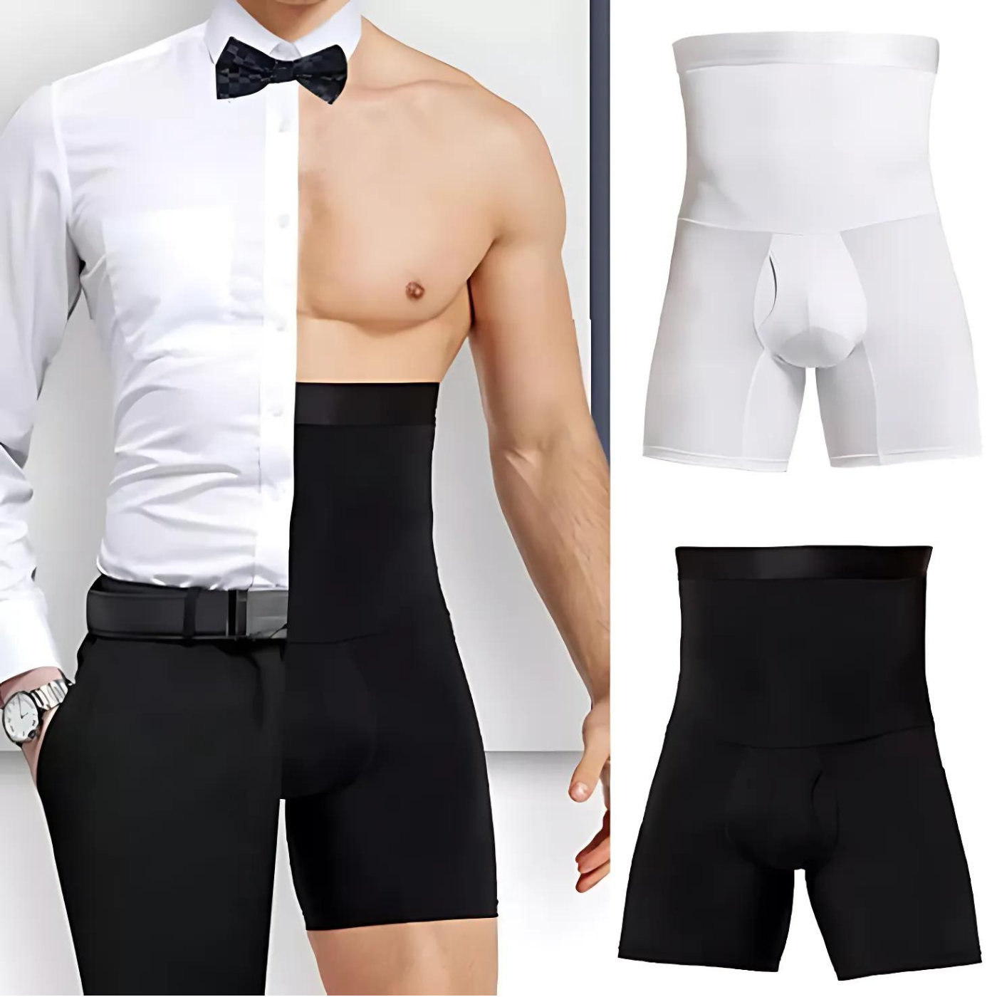 Men Tummy Control Shorts Hight Waist Slimming Body Shaper Leg Underwear Anti-Curling Shapewear(Pack of 1)