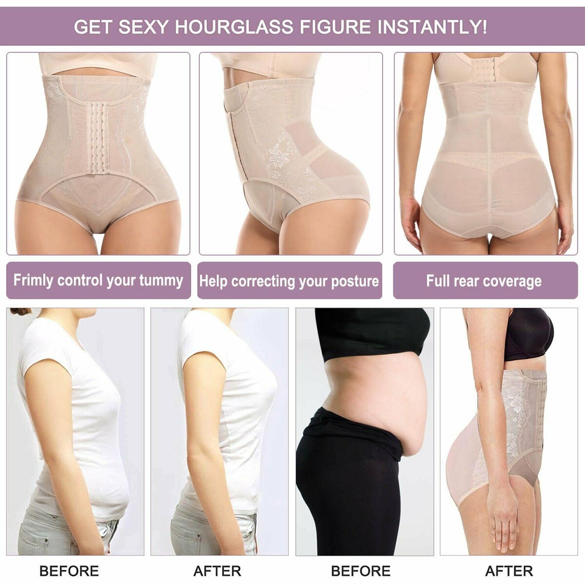 Women's High Waist Body Shaper Seamless Lifte Tummy Control Waist Slimming Pants Shapewear Abdomen Hips Girdle