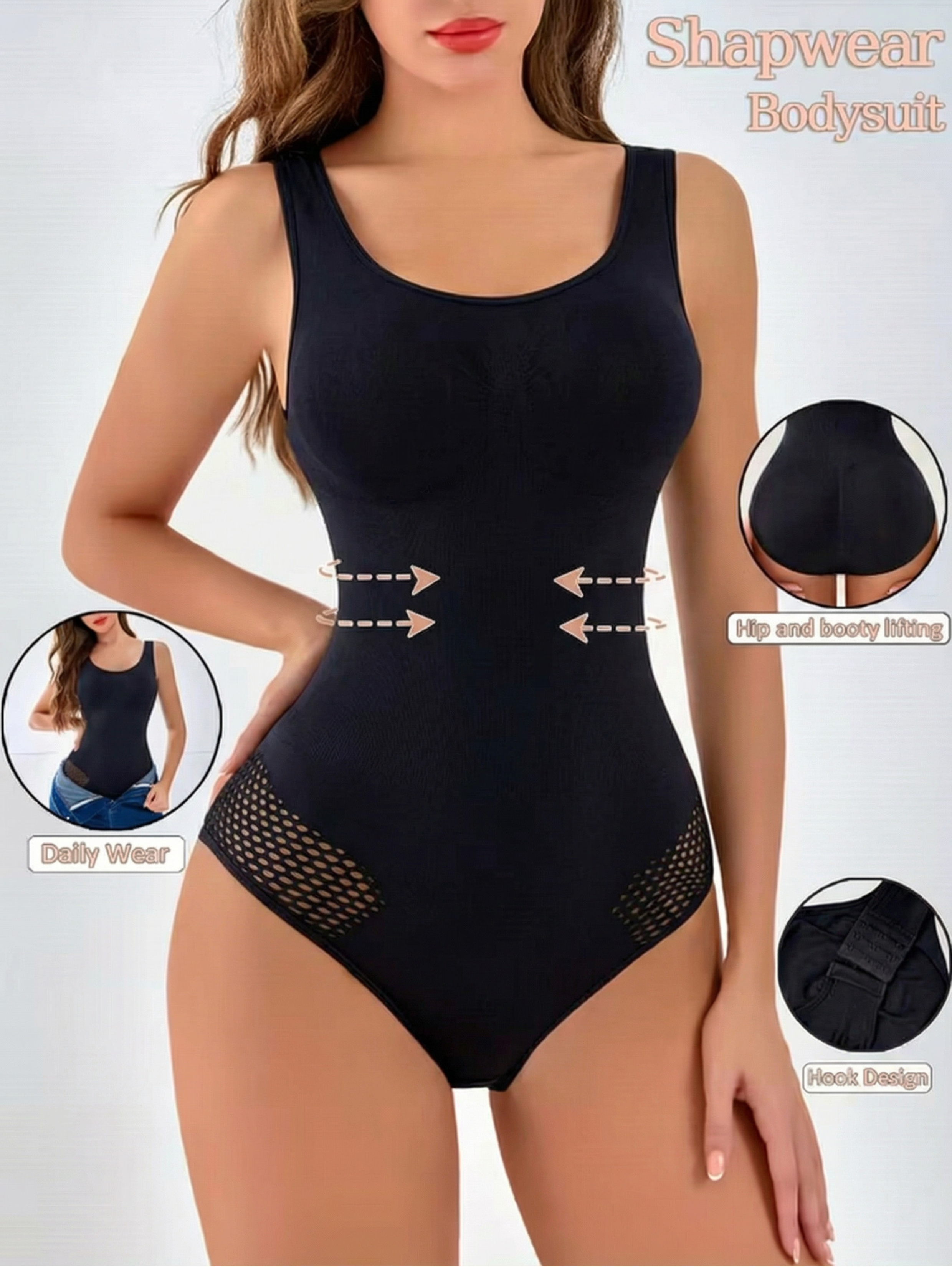 Seamless Body Shaper Bodysuit for Women, Tummy Control Slimming Shapewear, Stretch Fit Invisible Innerwear