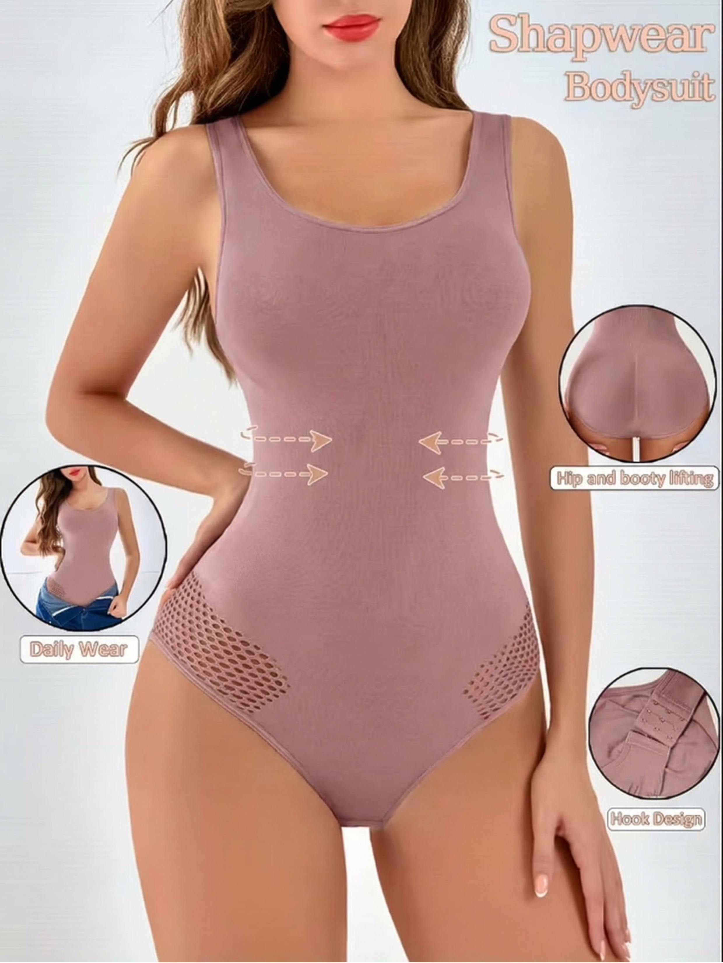 Seamless Body Shaper Bodysuit for Women, Tummy Control Slimming Shapewear, Stretch Fit Invisible Innerwear